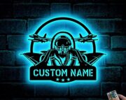 Custom Fighter Jet Pilot Metal Wall Art LED Light - Image 2