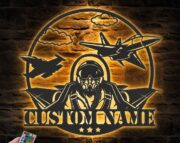 Custom Fighter Jet Pilot Metal Wall Art LED Light - Image 4