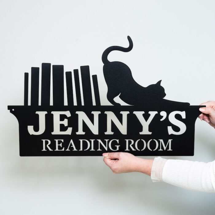 Custom Library Sign Bookshelf Iron Wall Art Decoration - Image 2