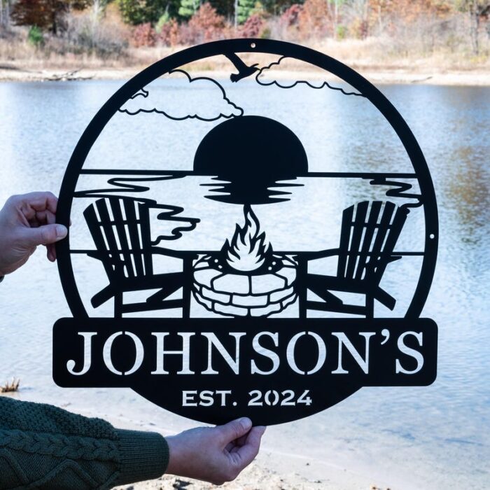 Custom Beach Campfire Sign Metal Decoration - Image 1