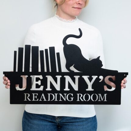 Custom Library Sign Bookshelf Iron Wall Art Decoration