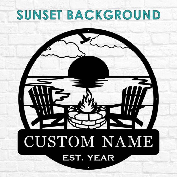 Custom Beach Campfire Sign Metal Decoration - Image 3