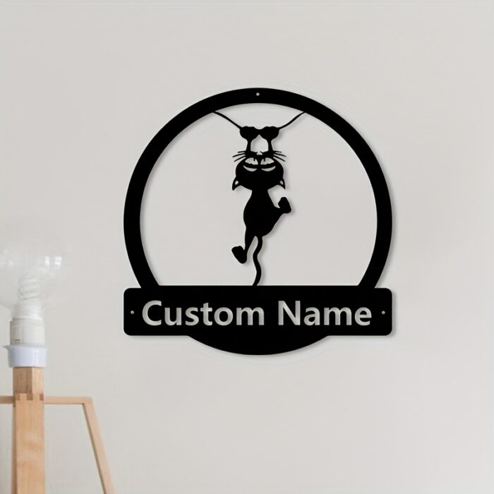 Custom cat wall art, metal wall sign black cat decor for cat owners - Image 2
