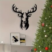 Rustic Iron Deer Head Silhouette Wall Art Black Metal sign for Christmas Decor - Image 3