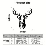 Rustic Iron Deer Head Silhouette Wall Art Black Metal sign for Christmas Decor - Image 5