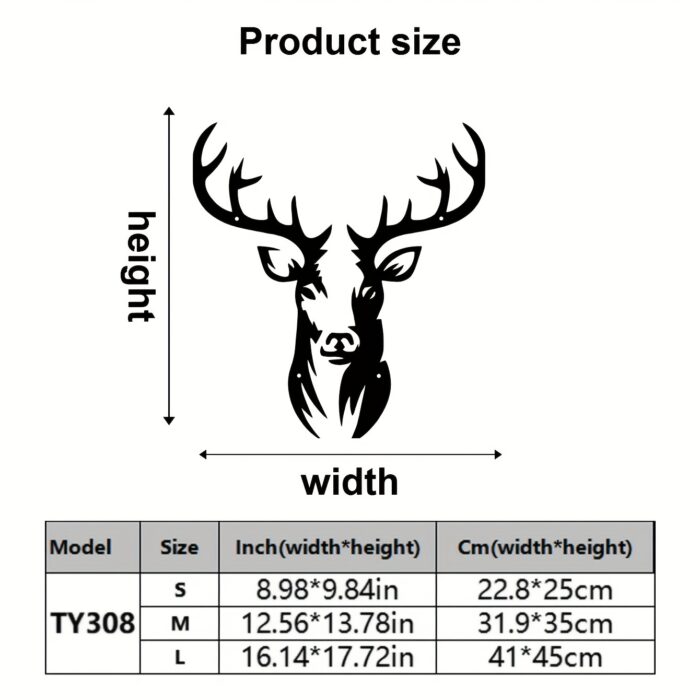 Rustic Iron Deer Head Silhouette Wall Art Black Metal sign for Christmas Decor - Image 5