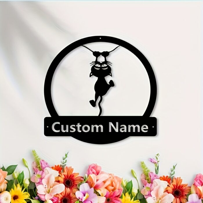 Custom cat wall art, metal wall sign black cat decor for cat owners - Image 4